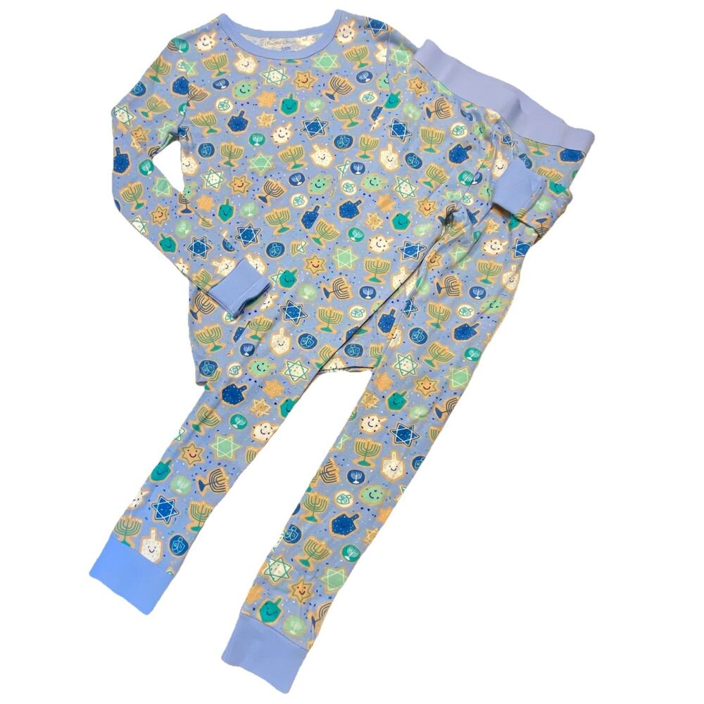 Target Hanukkah Pajama Pants 2 Piece Set Menorah Dreidel Blue Unisex‎ Kids 8